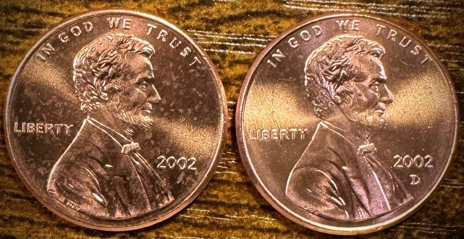 2002 P & D Lincoln Memorial Cent BU 2 Coin Set From Original Rolls0