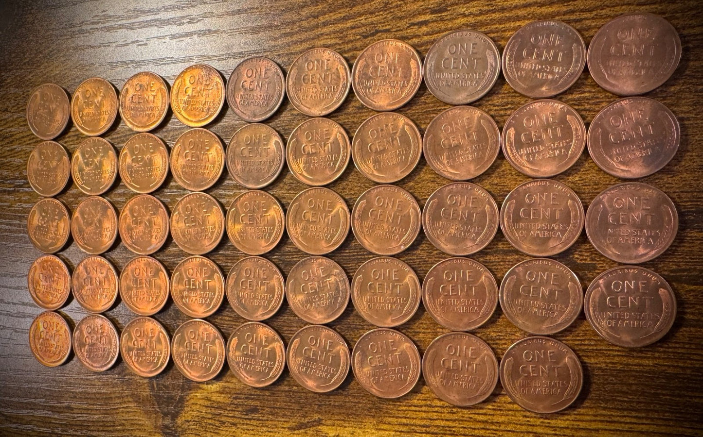 1935-D Lincoln Wheat Cent Mostly Red Uncirculated Roll Of 49 Coins5