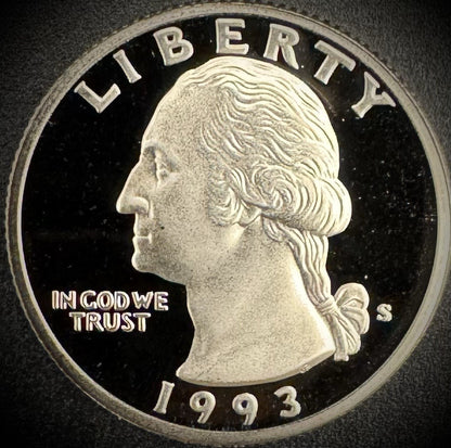 1993-S Washington Quarter GEM PROOF Clad DEEP ULTRA CAMEO Coin0