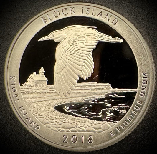 2018-S GEM PROOF America the Beautiful Block Island Clad Quarter DEEP CAMEO1