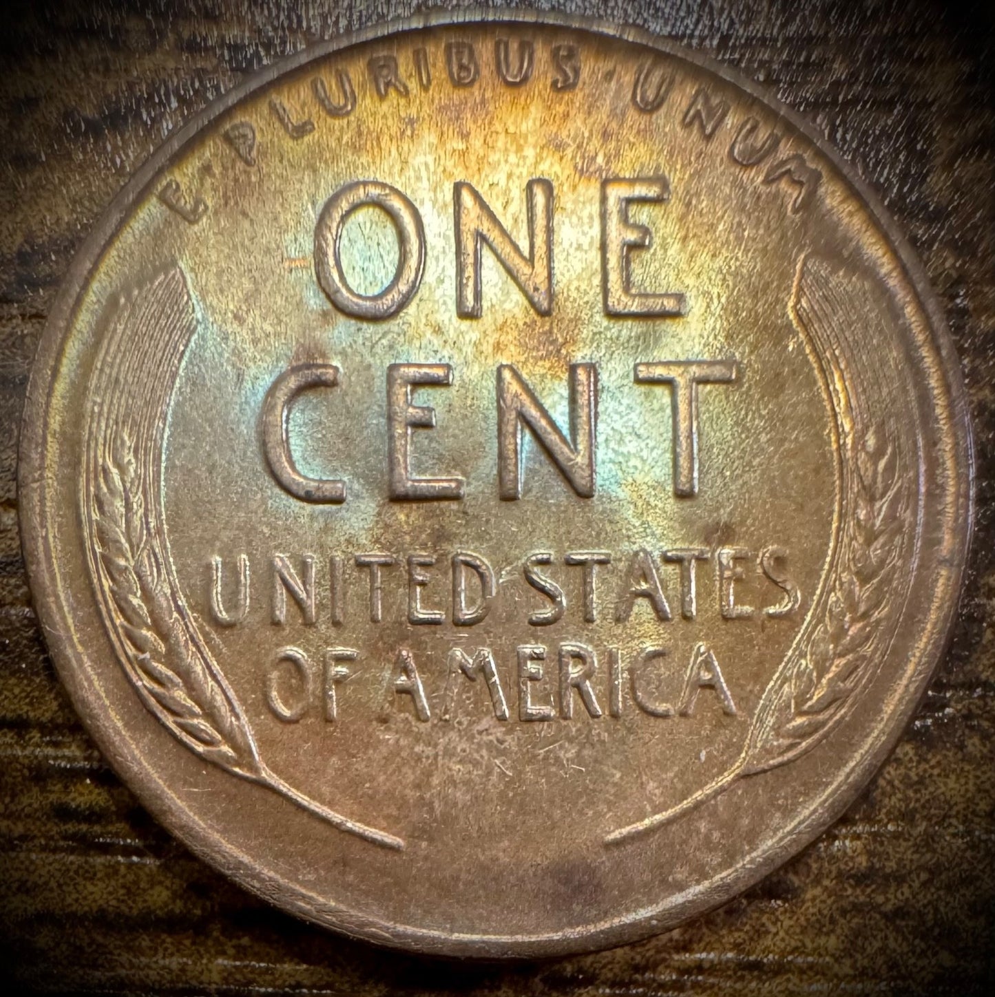 1936-D Lincoln Wheat Penny Cent Uncirculated MULTI-COLORED TONING1