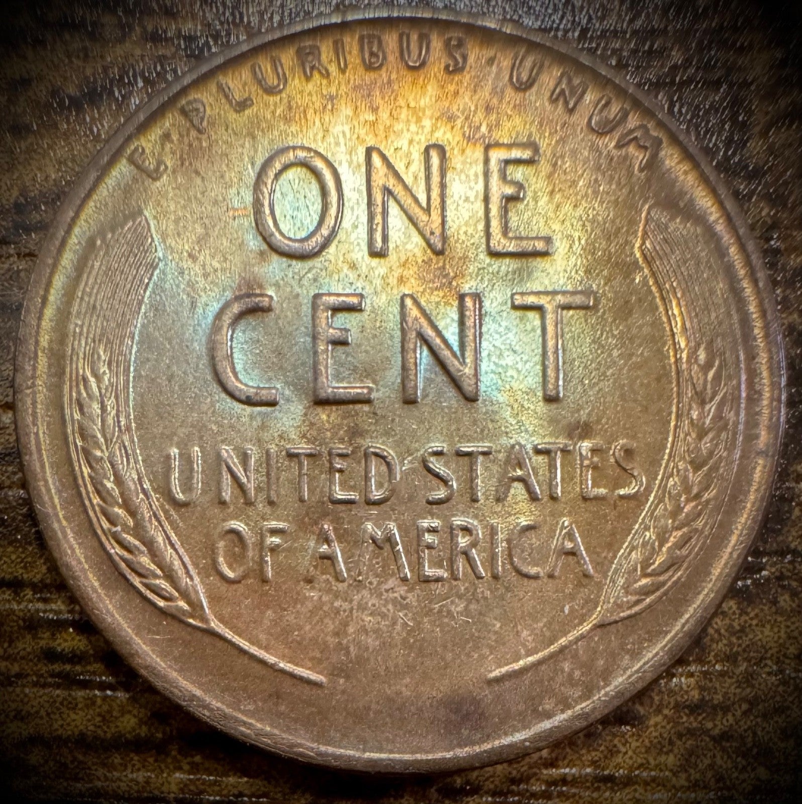 1936-D Lincoln Wheat Penny Cent Uncirculated MULTI-COLORED TONING1