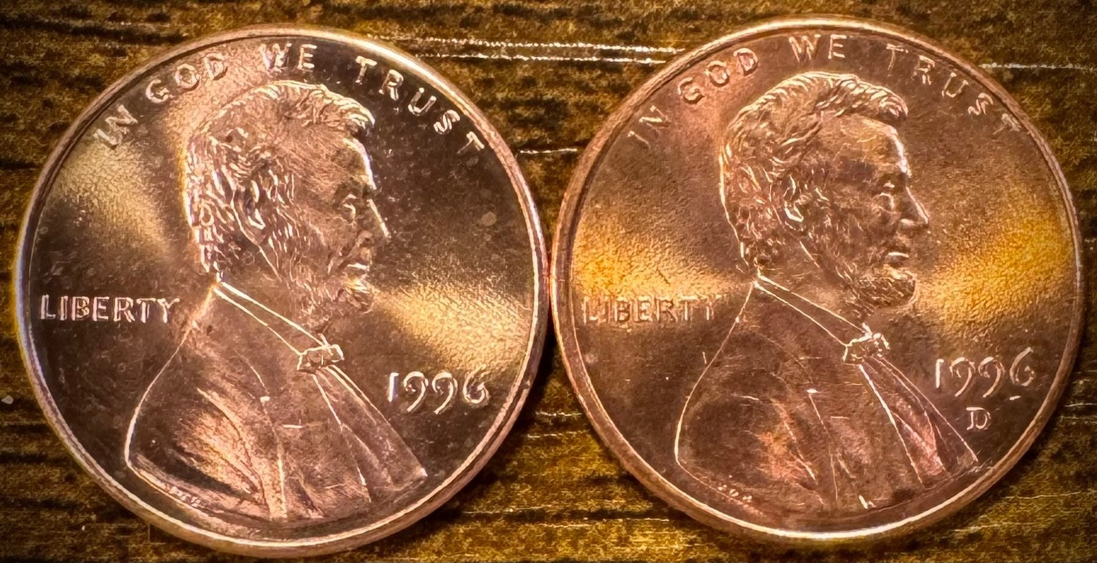 1996 P & D Lincoln Memorial Cent BU 2 Coin Set From Original Rolls0
