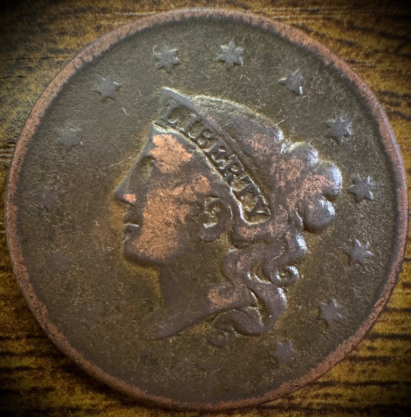 1837 Large Cent Coronet Head Matron Style Plain Cord Medium Letters #20