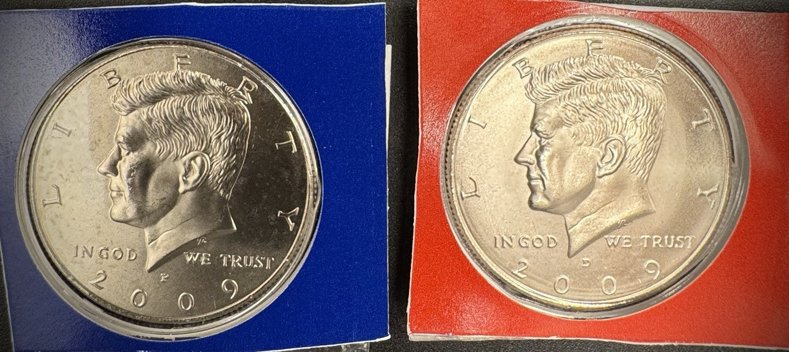 2009 P D Satin Finish Kennedy Half Dollar 2 Coins From US Mint Uncirculated Set0