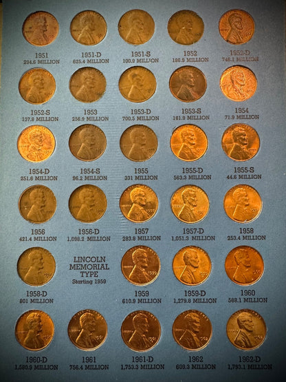 1909 VDB-1974 P D S Lincoln Cent Starter Set 154 Coins 1960-D Small Date Whitman16