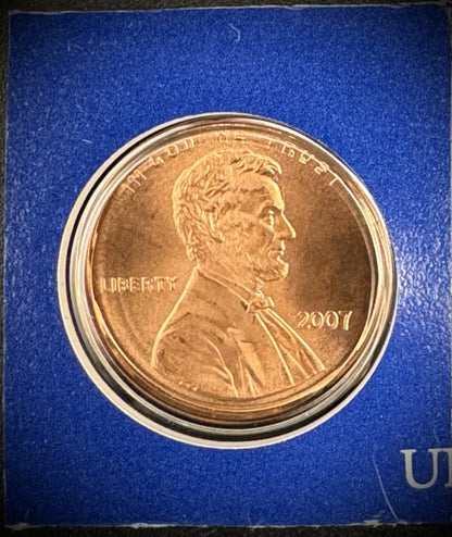 2007 Satin Finish Lincoln Memorial Cent P D Uncirculated 2 Coin Set From US Mint2