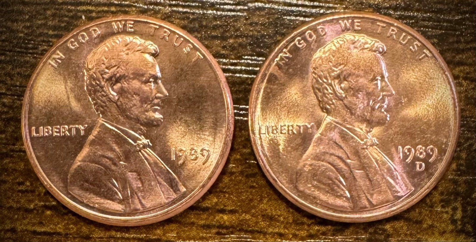 1989 P & D Lincoln Memorial Cent BU 2 Coin Set From Original Rolls0