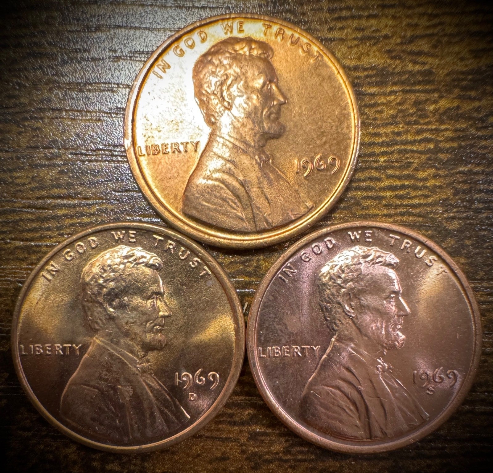 1969 Lincoln Memorial Cent P D S Uncirculated 3 Coin Lot From Original Rolls0