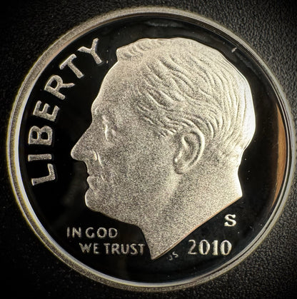 2010-S 90% SILVER GEM PROOF Roosevelt Dime 10C .900 Fine DEEP CAMEO Coin0