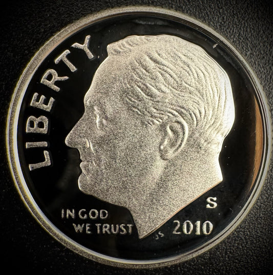 2010-S 90% SILVER GEM PROOF Roosevelt Dime 10C .900 Fine DEEP CAMEO Coin0