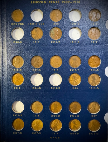 1909 VDB-1974 P D S Lincoln Cent Set NEAR Complete 165 Coins SEMI-KEYS Whitman2