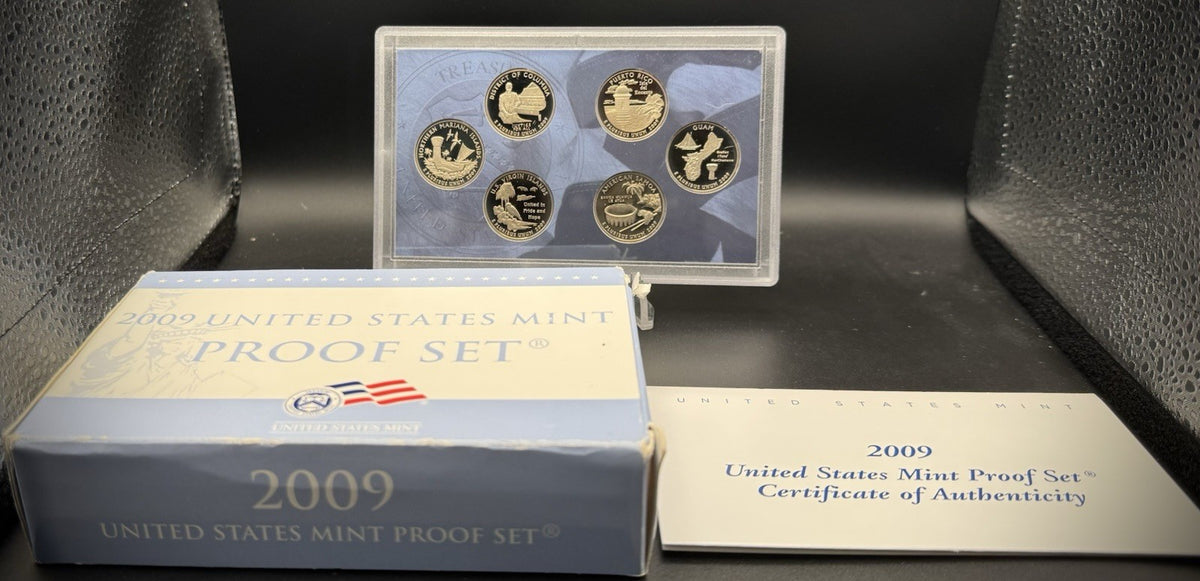 2009-S DCUS Territories Quarter GEM PROOF Clad 6 Coin Set w 2009 US Mint Box COA0