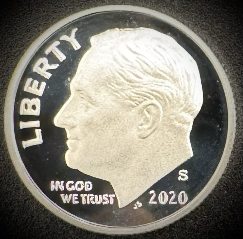 2020-S 99.9% SILVER PROOF Roosevelt Dime .999 Fine DEEP ULTRA CAMEO Coin0