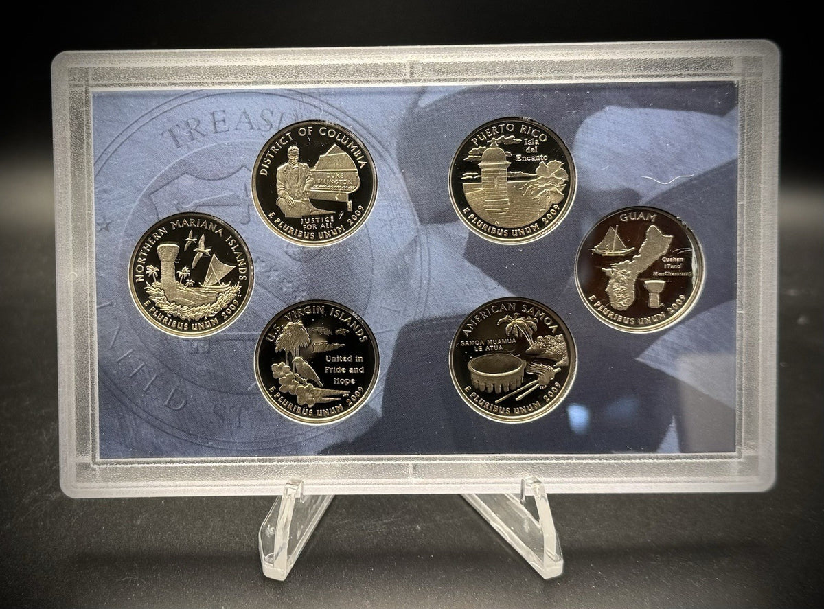 2009-S DCUS Territories Quarter GEM PROOF Clad 6 Coin Set w 2009 US Mint Box COA1