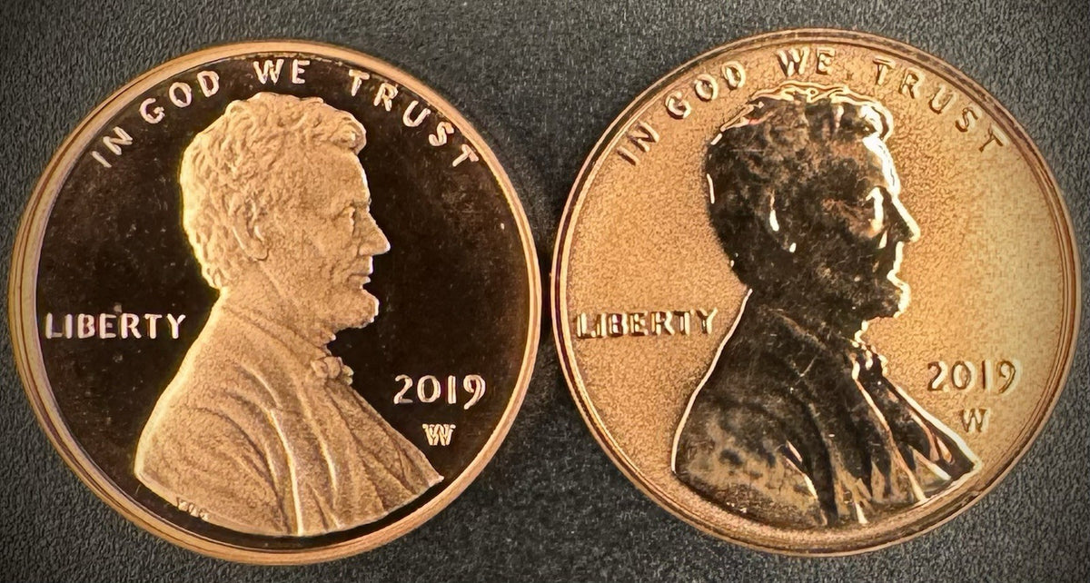 2019-W Lincoln Penny Cent Uncirculated PROOF & Reverse PROOF 2 Coin Set2