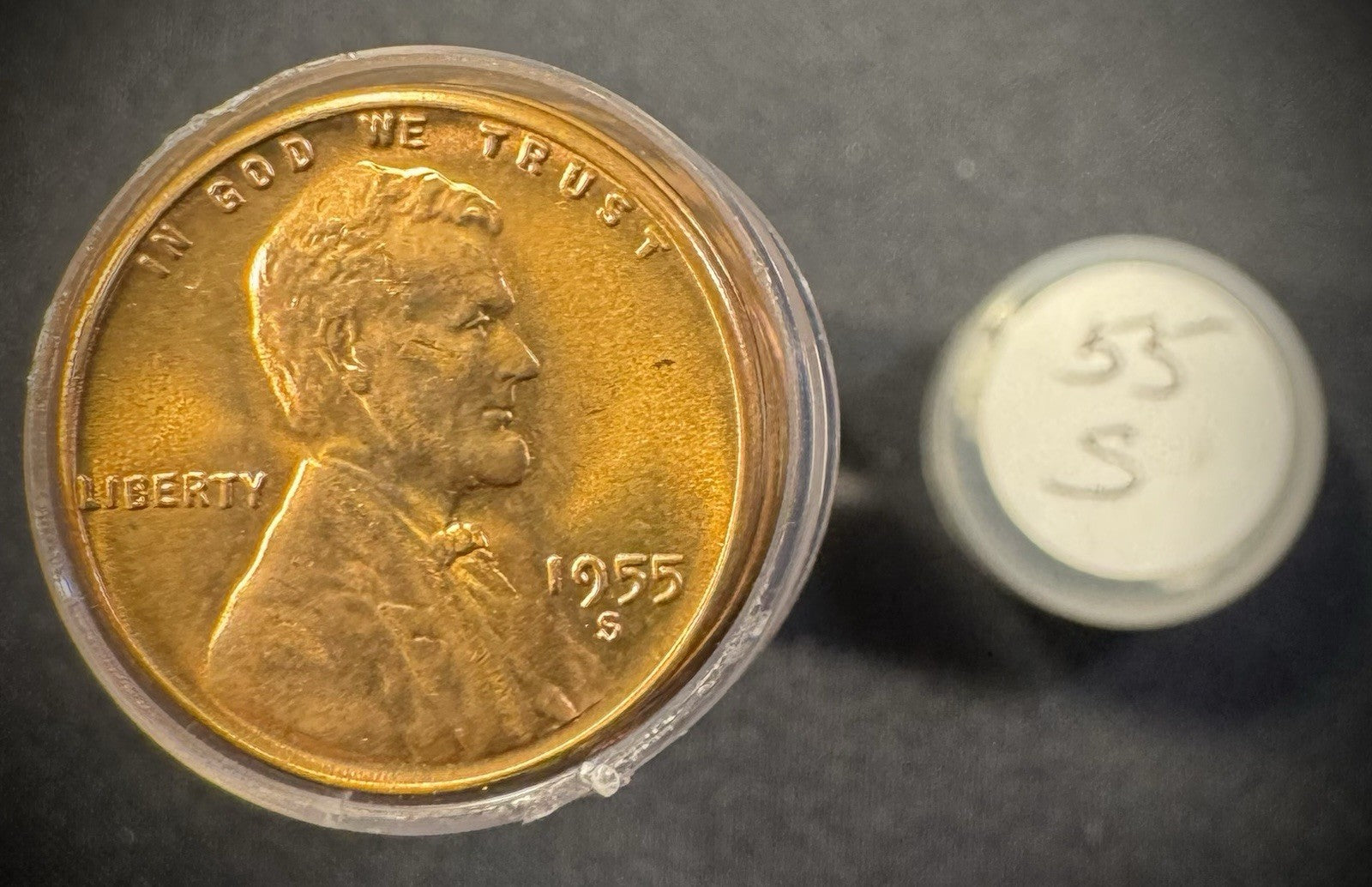 1955-S Lincoln Wheat Cent Penny RED LUSTROUS Uncirculated Roll Of 50 Coins0
