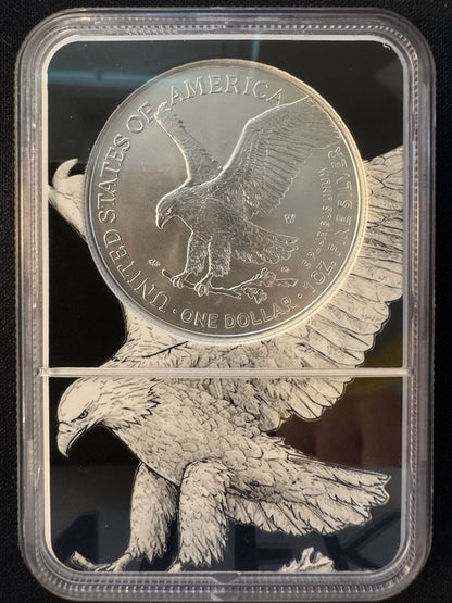 2021-W Burnished Silver Eagle NGC MS70 Eagle Landing T-21
