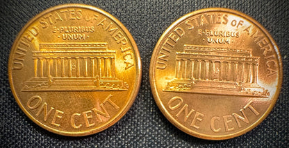 1992 P & D Lincoln Memorial Cent BU 2 Coin Set From Original Rolls1