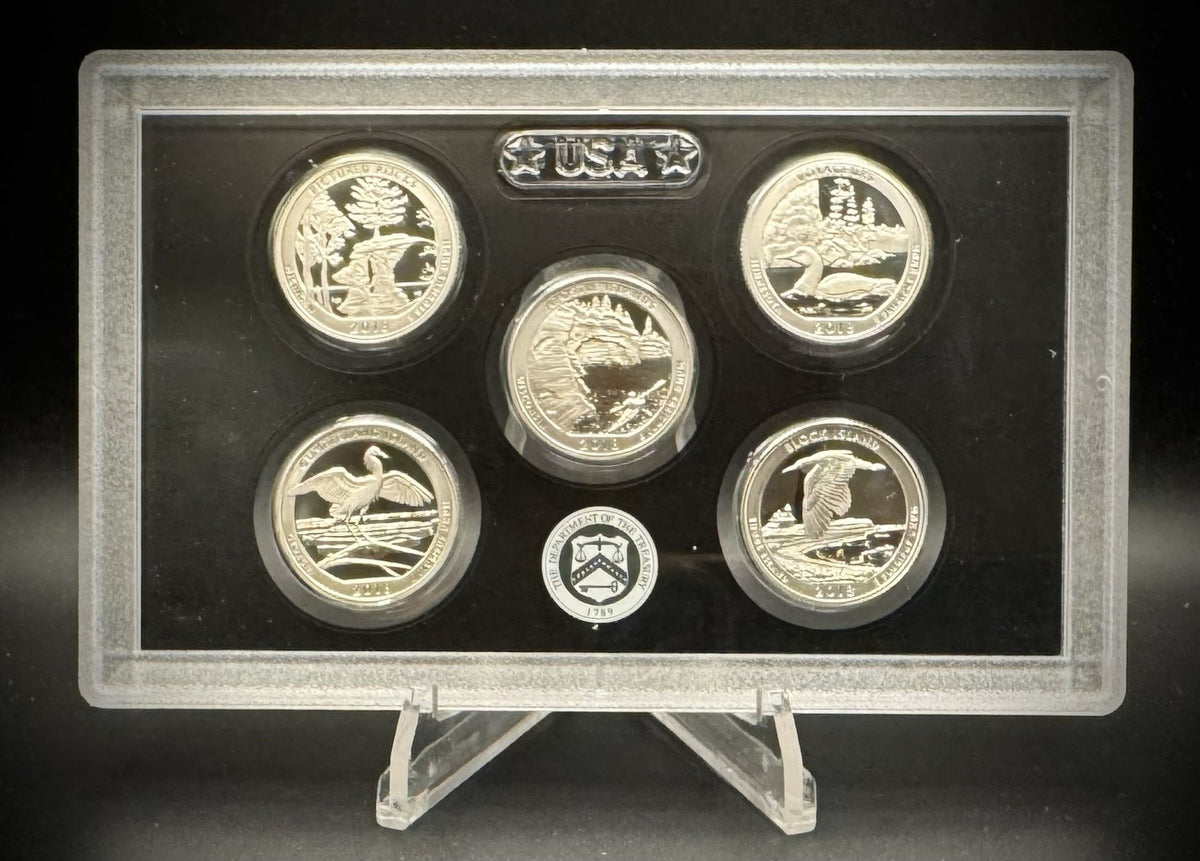 2018-S 90% SILVER America the Beautiful PROOF Quarter Set w 2018 US MINT Box COA1