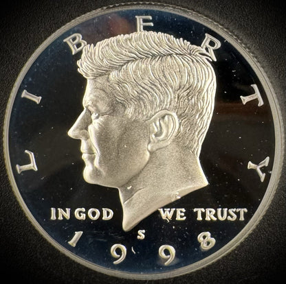 1998-S GEM PROOF Kennedy Half Dollar 90% SILVER 50C DEEP ULTRA CAMEO0