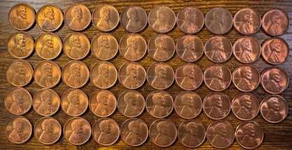 1935-D Lincoln Wheat Cent Mostly Red Uncirculated Roll Of 49 Coins0