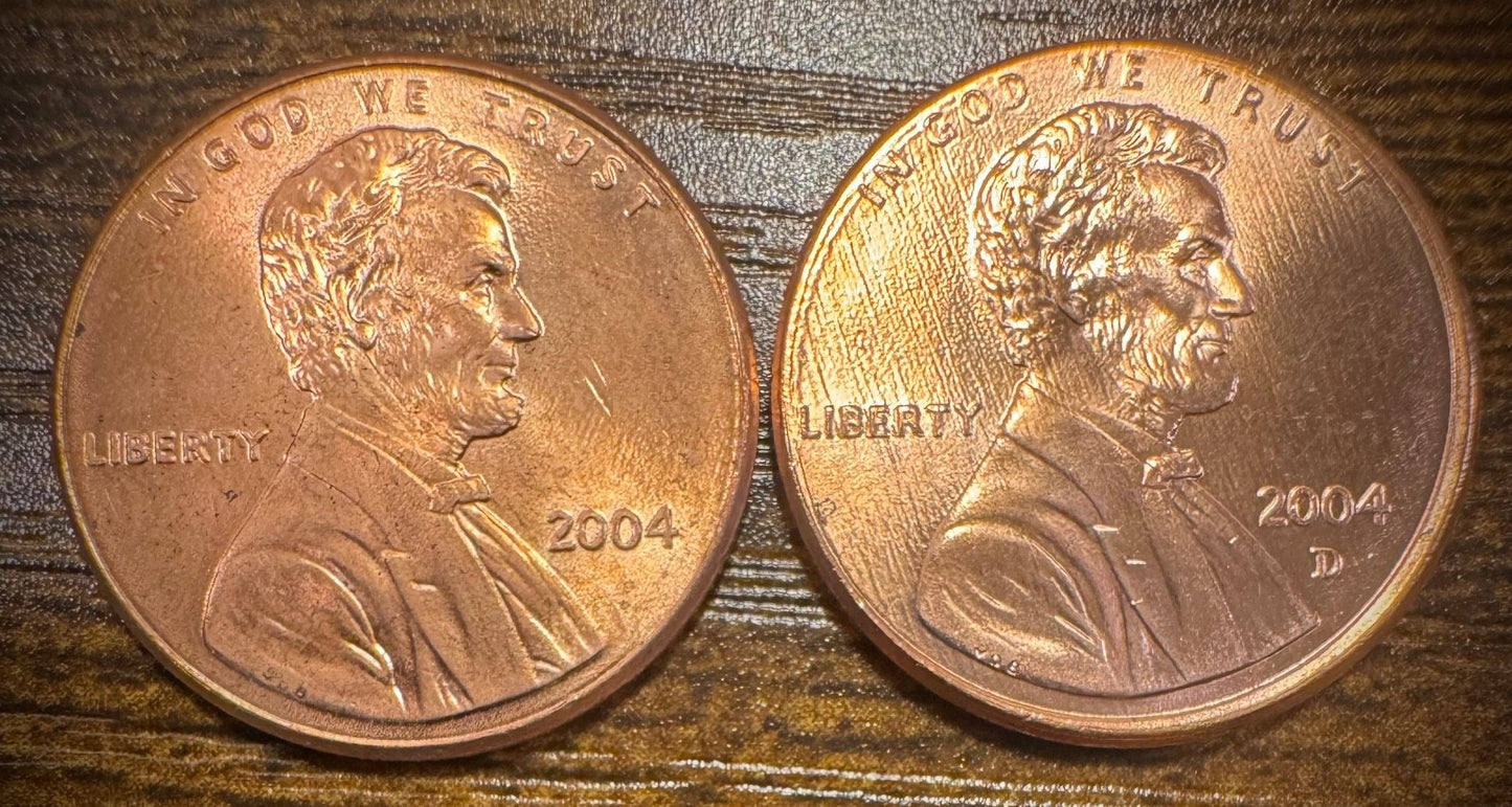 2004 P & D Lincoln Memorial Cent BU 2 Coin Set From Original Rolls0
