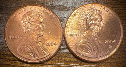 2004 P & D Lincoln Memorial Cent BU 2 Coin Set From Original Rolls0