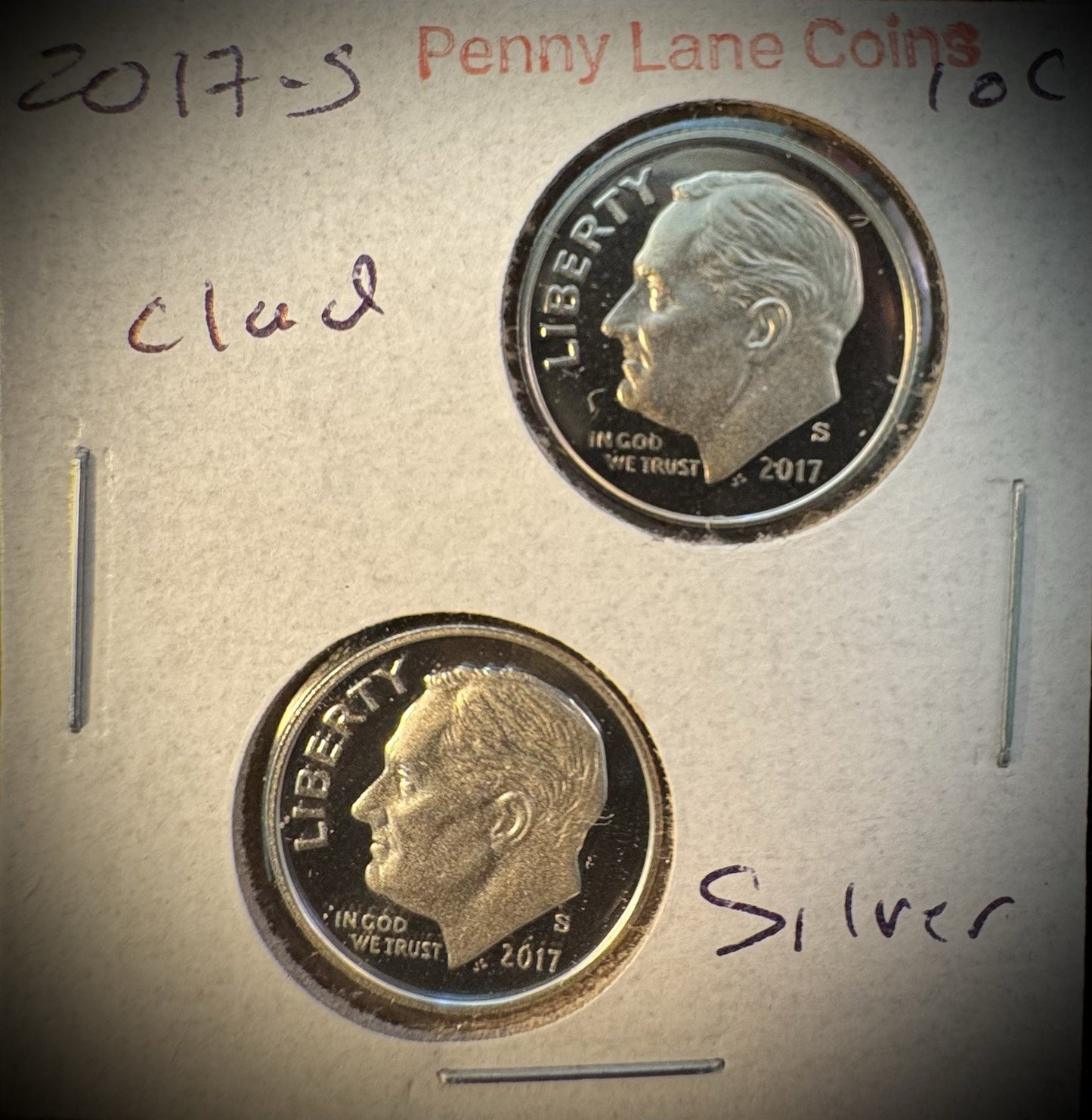 2017-S 90% SILVER And Clad PROOF Roosevelt Dime 10C .900 Fine Lot Of 2 Coins5