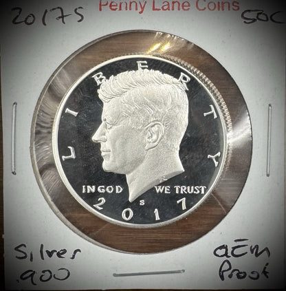 2017-S 90% SILVER GEM PROOF Kennedy Half Dollar 50C .900 Fine2