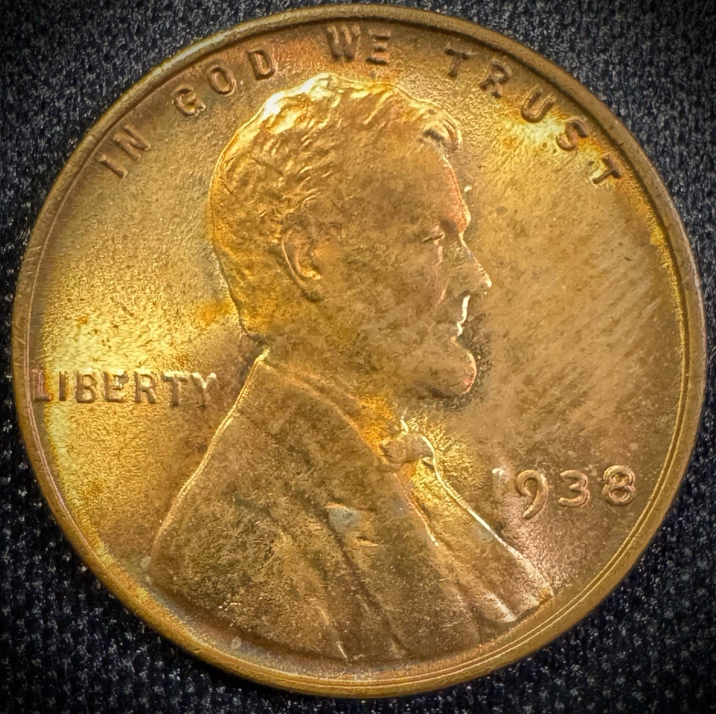1938 Lincoln Wheat Cent Brilliant Uncirculated TONED BEAUTY2