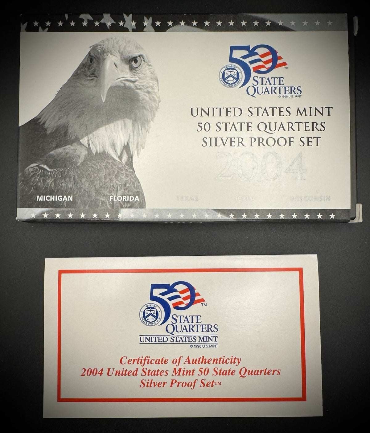 2004-S 90% SILVER America the Beautiful PROOF Quarter Set w US MINT Box COA3