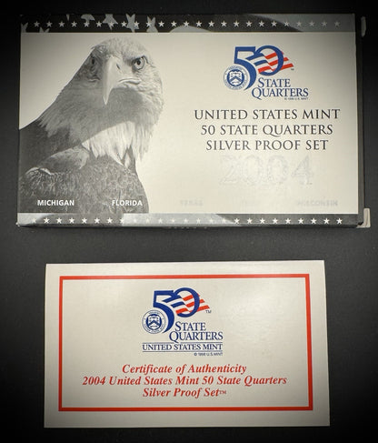 2004-S 90% SILVER America the Beautiful PROOF Quarter Set w US MINT Box COA3