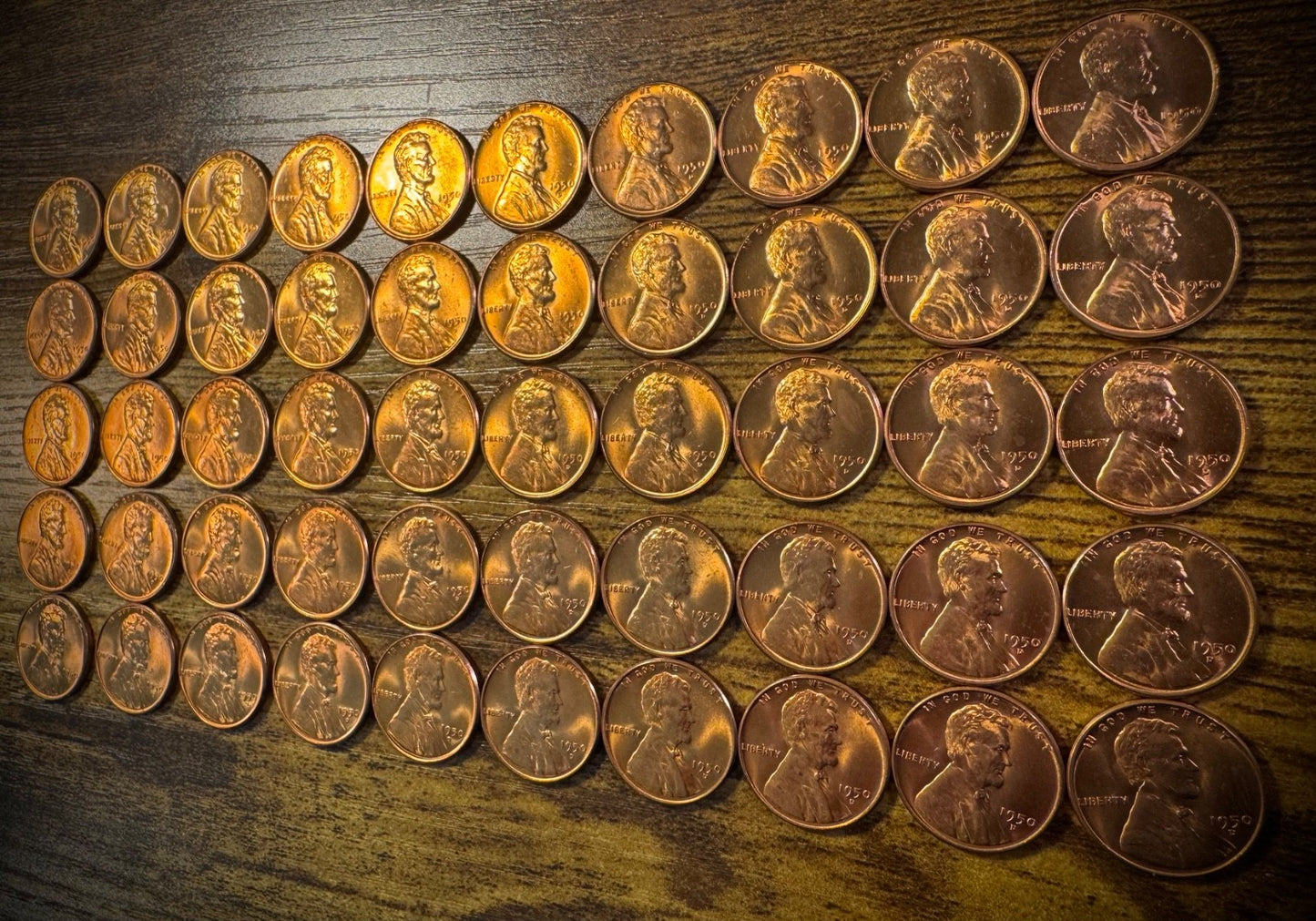1950-D Lincoln Wheat Cent Penny CHERRY Red GEMS2