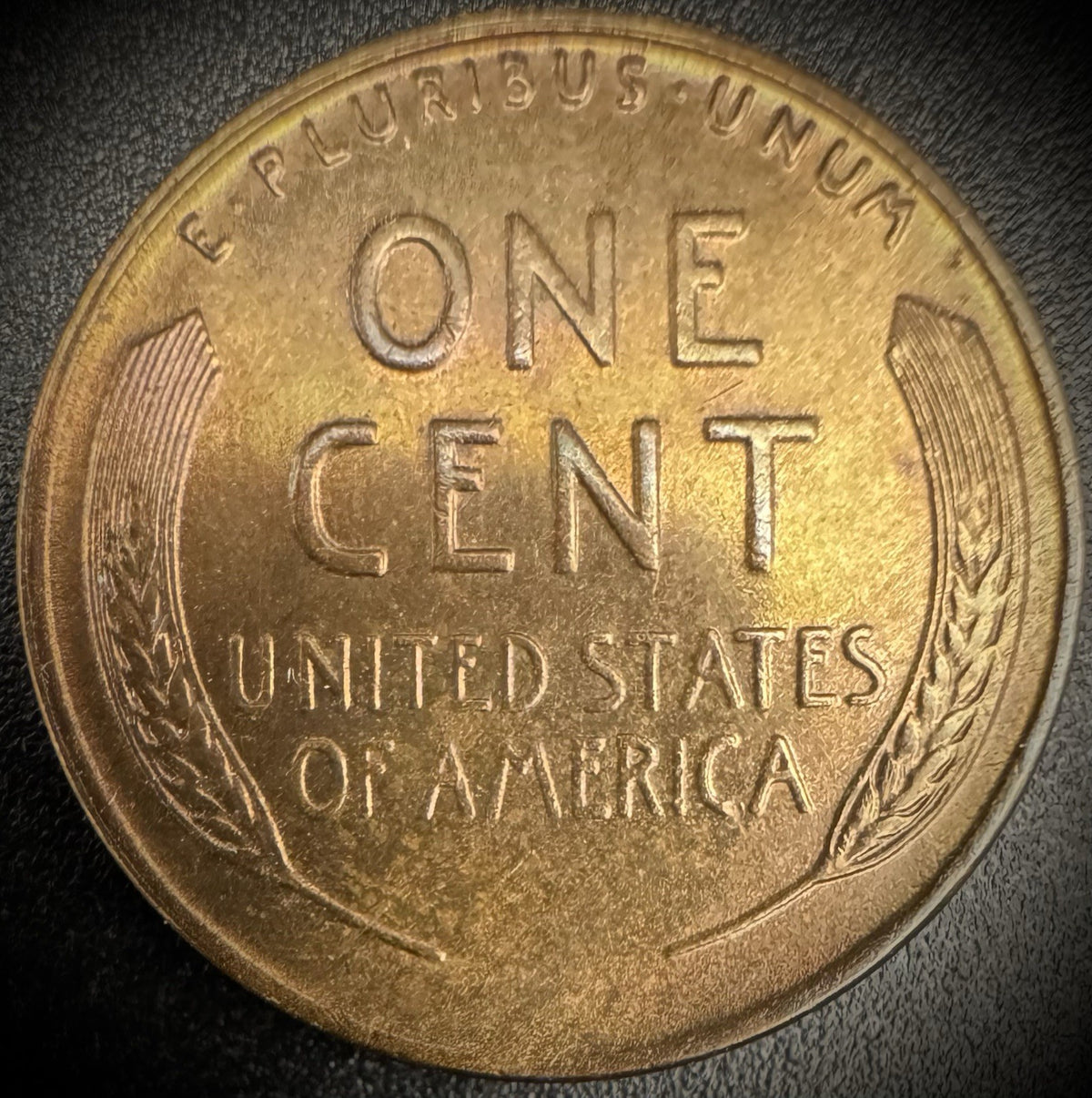 1937-S Lincoln Wheat Penny Cent Uncirculated Red Blue TONING1