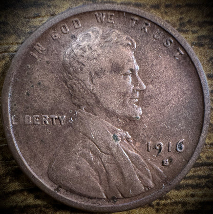 1916-S Lincoln Wheat Cent VF BETTER DATE0