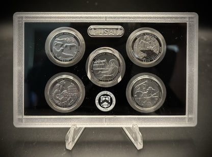 2017-S ATB Quarter GEM ENHANCED Clad 5 Coin Set w 2017 US Mint Box and COA1