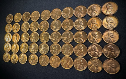 1955-S Lincoln Wheat Cent Penny RED LUSTROUS Uncirculated Roll Of 50 Coins3