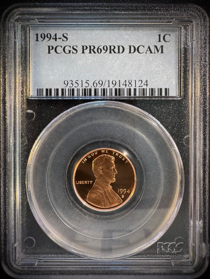 1994-S Lincoln Memorial Cent Penny PCGS PR69RD DCAM PROOF Coin DEEP CAMEO0