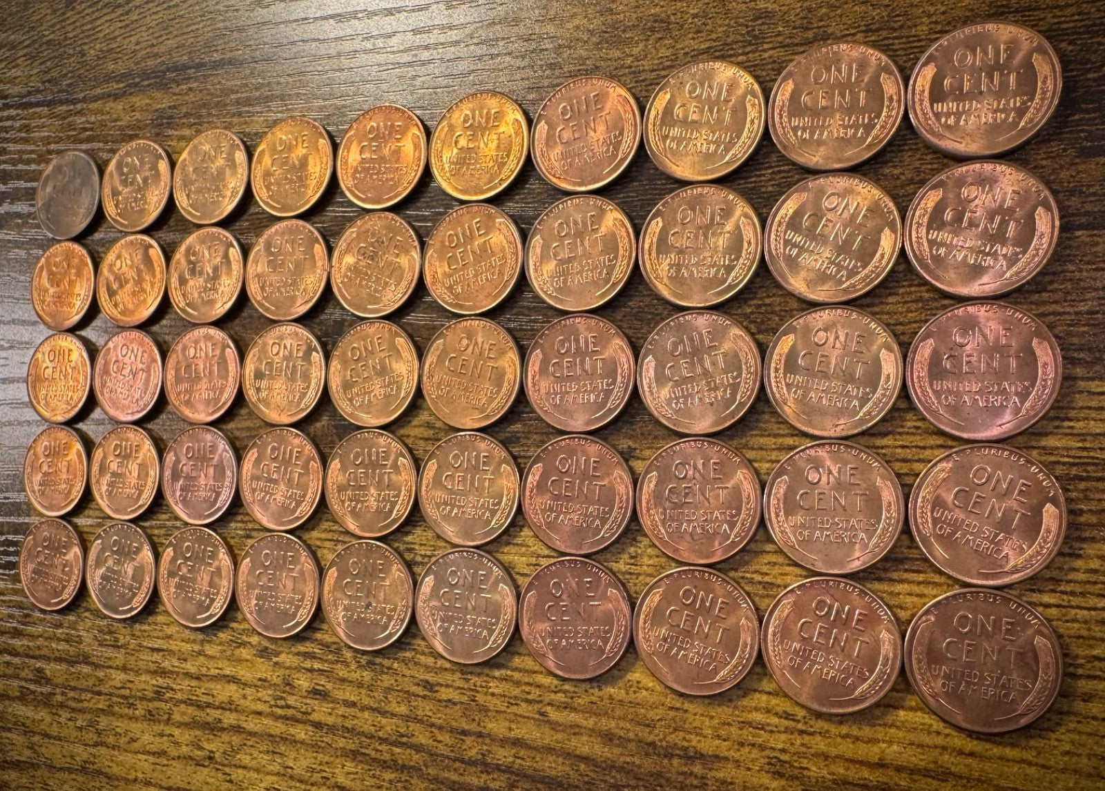 1958 Lincoln Wheat Cent Penny Red One (1) Uncirculated Roll With 50 Coins5