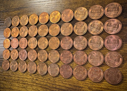 1958 Lincoln Wheat Cent Penny Red One (1) Uncirculated Roll With 50 Coins5