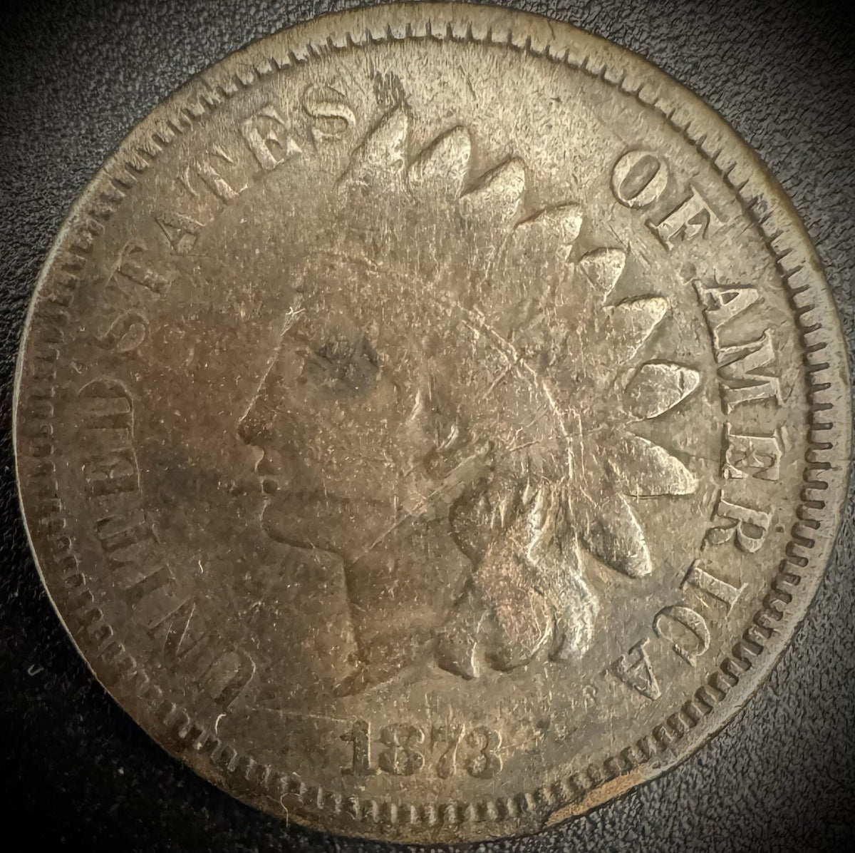 1873 Indian Head Cent Penny SEMI-KEY Date Coin0