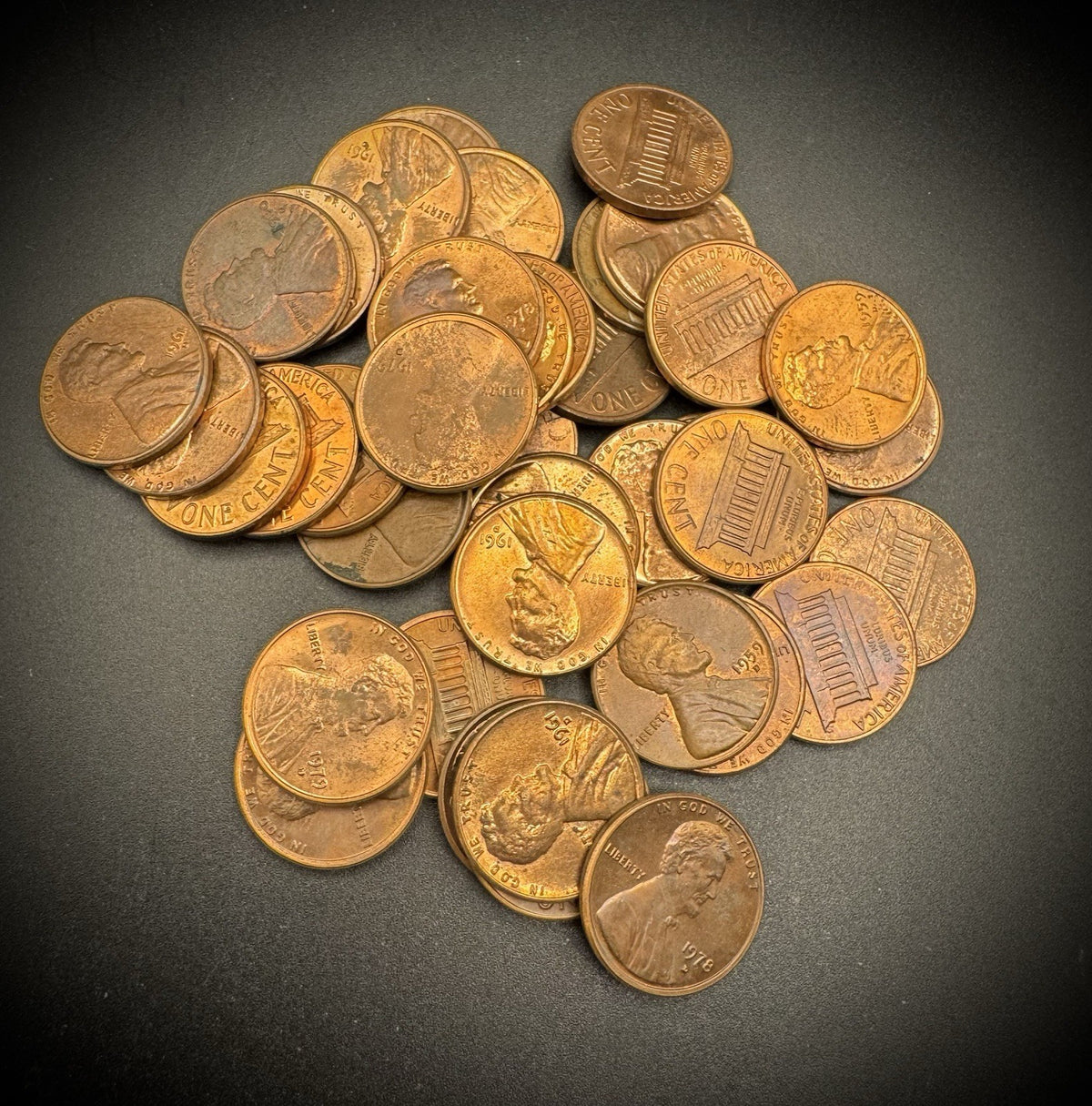 5 Lb 13 Oz Bag Of Copper Lincoln Memorial Cents 50s-70s Denver Mint AU/BU Toned3