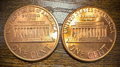 1980 P & D Lincoln Memorial Cent BU 2 Coin Set From Original Rolls1