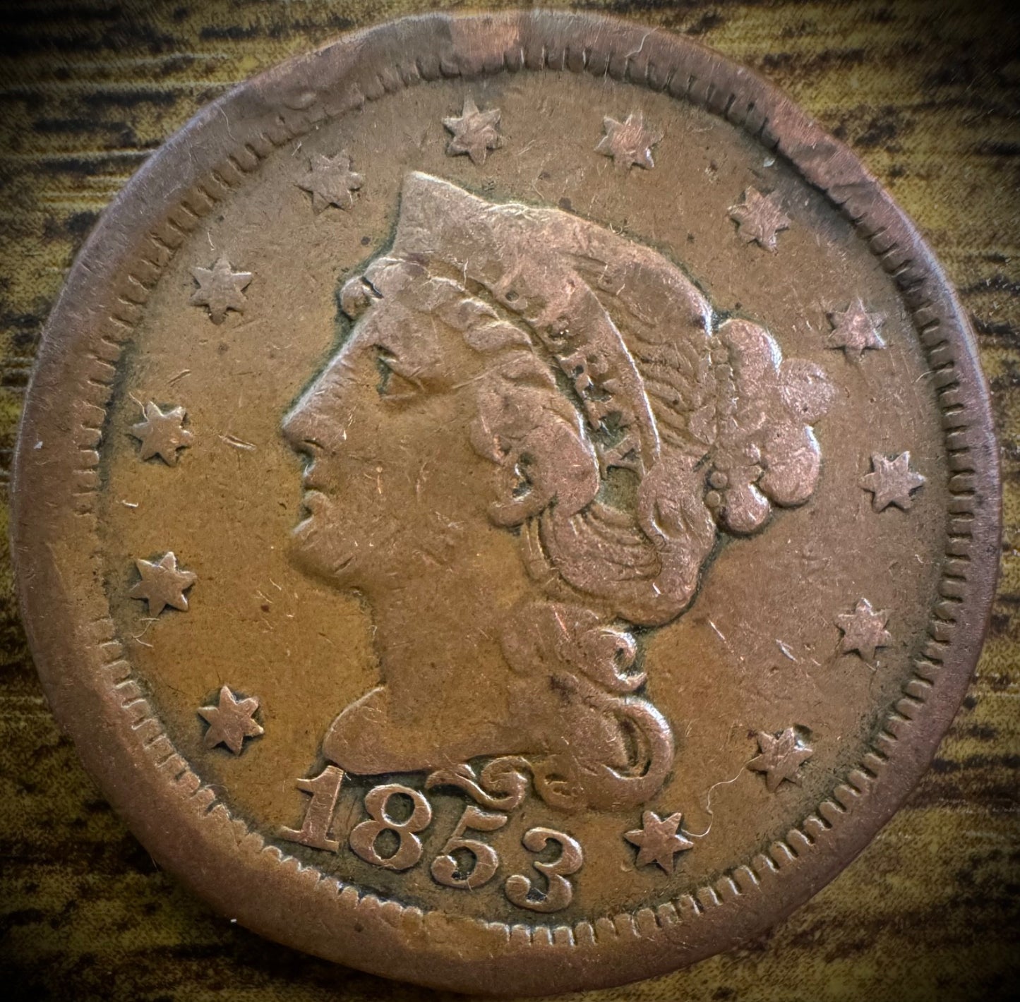 1853 Large Cent Coronet Head Braided Hair Style #30