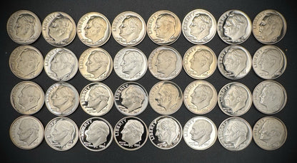 1968-1999 S Roosevelt Dime GEM PROOF Clad 32 Coin 20th Century Collection Set1