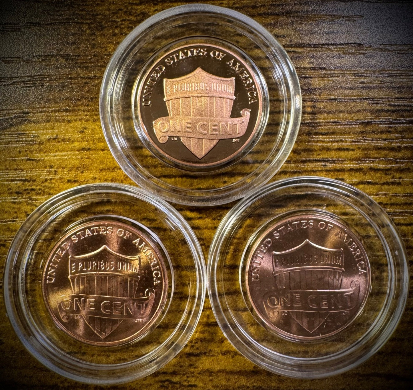 2023 P D S Lincoln Shield Cent UNCIRCULATED PROOF 3 Coin Lot In Plastic Capsules1