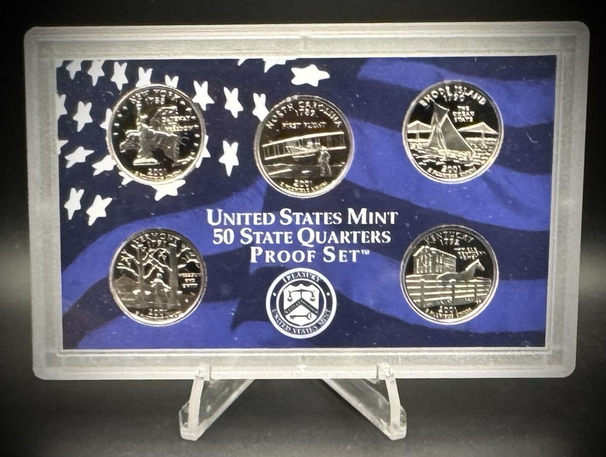 2001-S State Quarter GEM PROOF Clad 5 Coin Set w 2001 US Mint Box and COA1