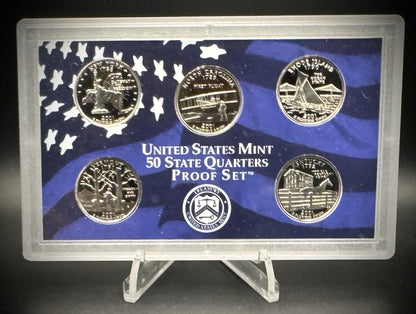 2001-S State Quarter GEM PROOF Clad 5 Coin Set w 2001 US Mint Box and COA1