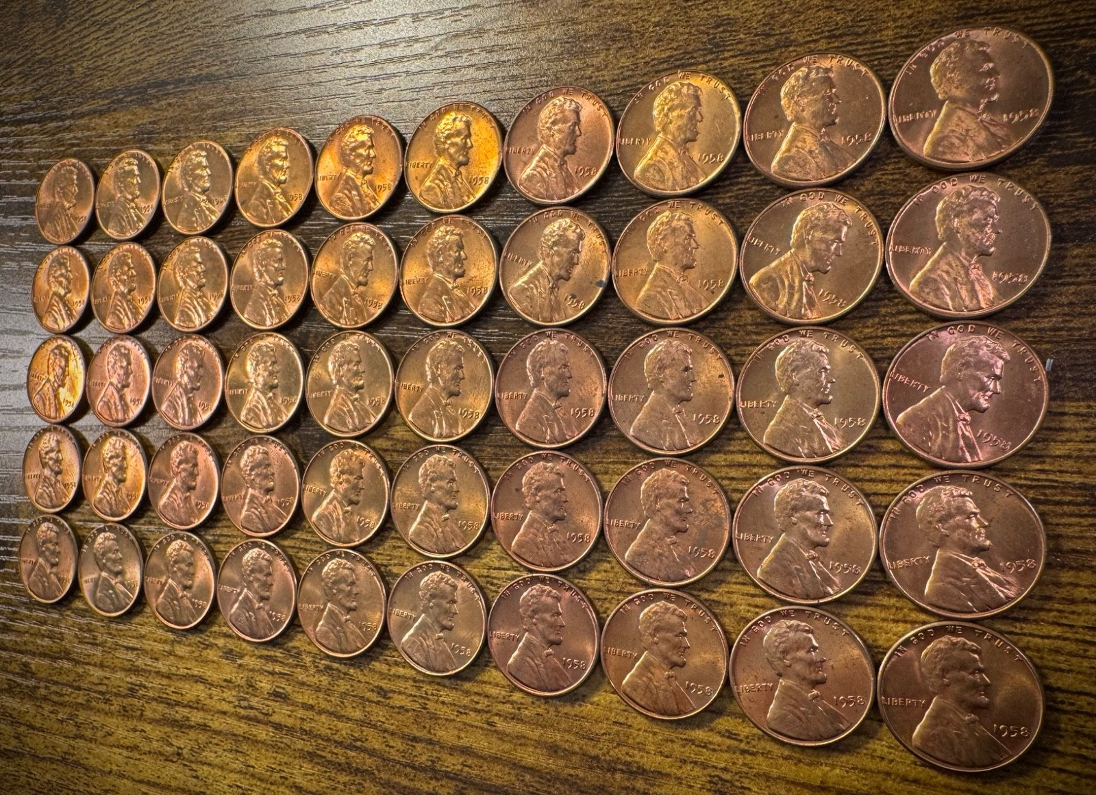 1958 Lincoln Wheat Cent Penny Red One (1) Uncirculated Roll With 50 Coins1